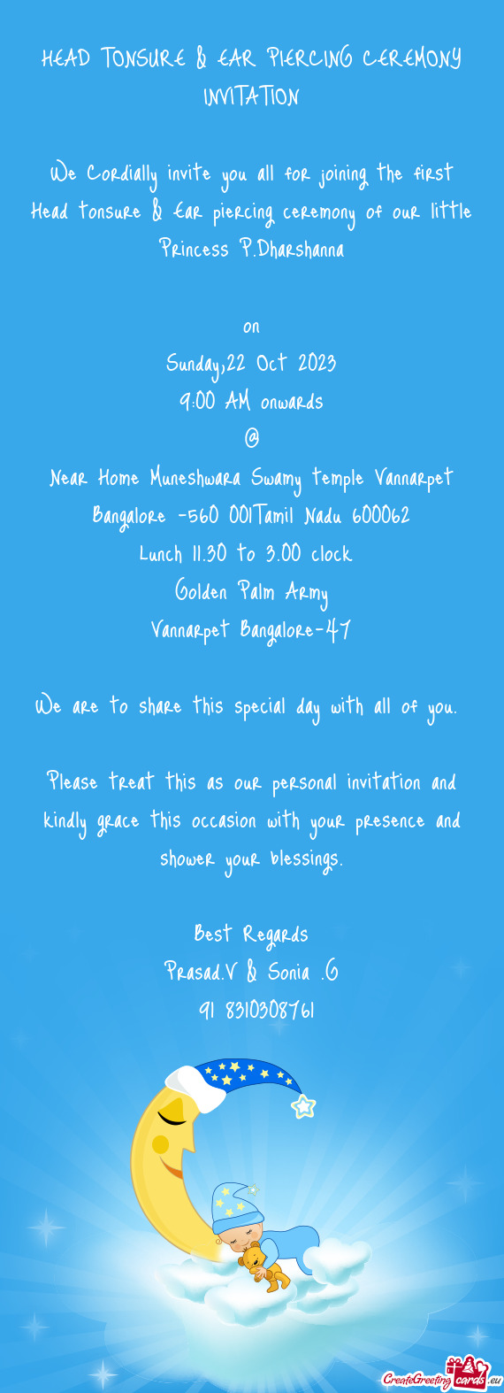 Near Home Muneshwara Swamy temple Vannarpet Bangalore -560 001Tamil Nadu 600062
