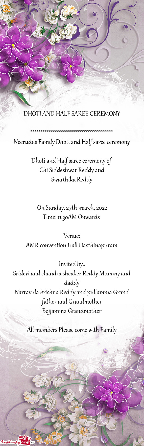 Neerudus Family Dhoti and Half saree ceremony