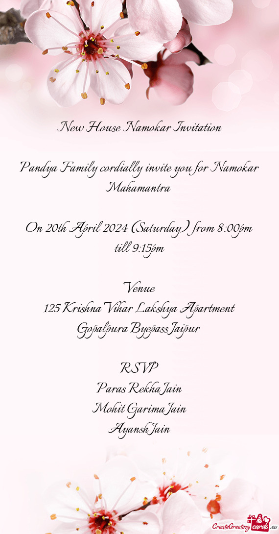 New House Namokar Invitation