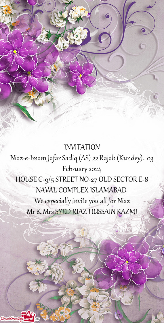 Niaz-e-Imam Jafar Sadiq (AS) 22 Rajab (Kundey).. 03 February 2024