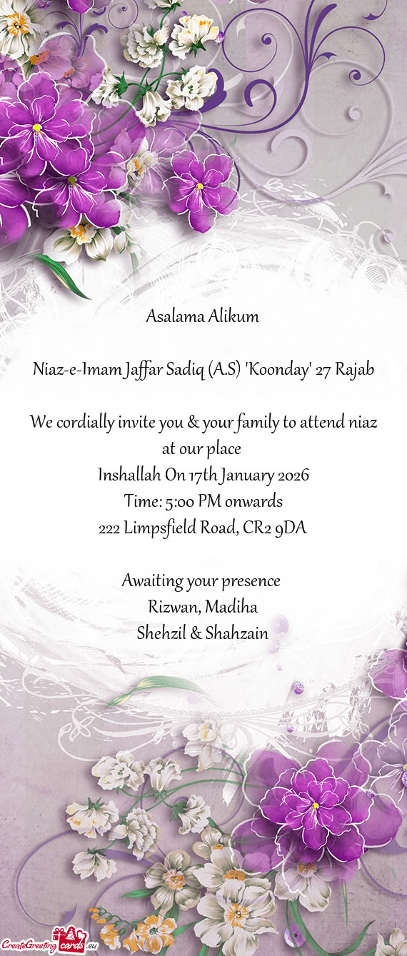 Niaz-e-Imam Jaffar Sadiq (A.S) "Koonday" 27 Rajab