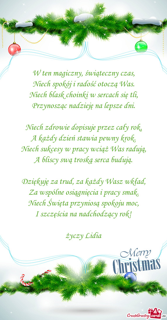 Niech blask choinki w sercach się tli