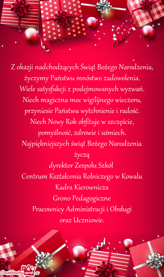 Niech Nowy Rok obfituje w szczęście