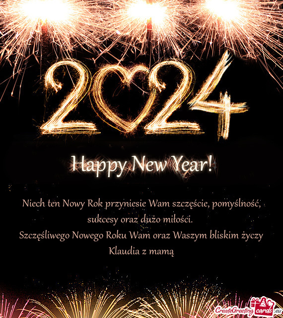 Niech ten Nowy Rok przyniesie Wam szczęście, pomyślność, sukcesy oraz dużo miłości