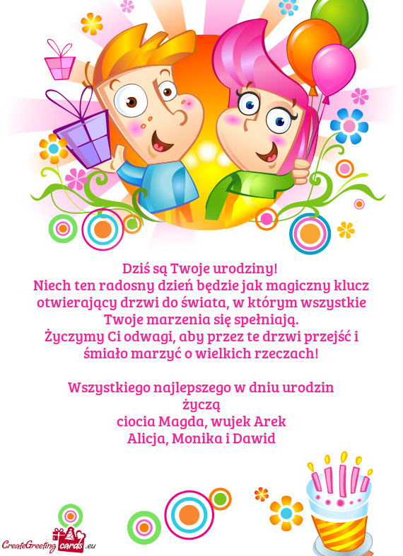 Niech ten radosny dzień będzie jak magiczny klucz otwierający drzwi do świata, w którym wszystk