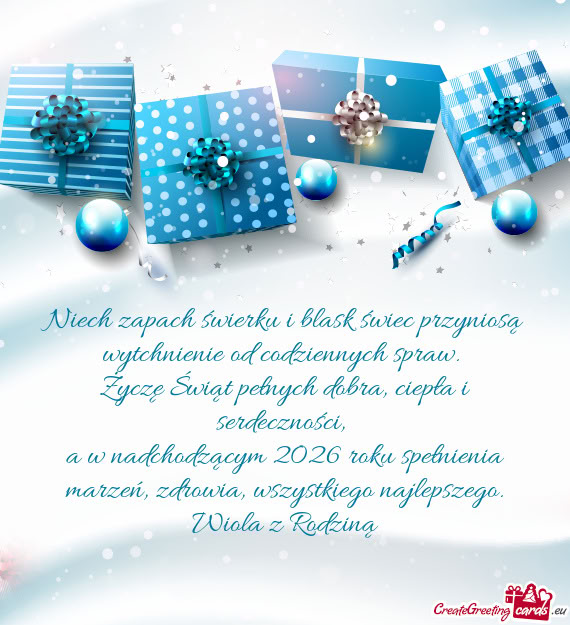 Niech zapach świerku i blask świec przyniosą wytchnienie od codziennych spraw