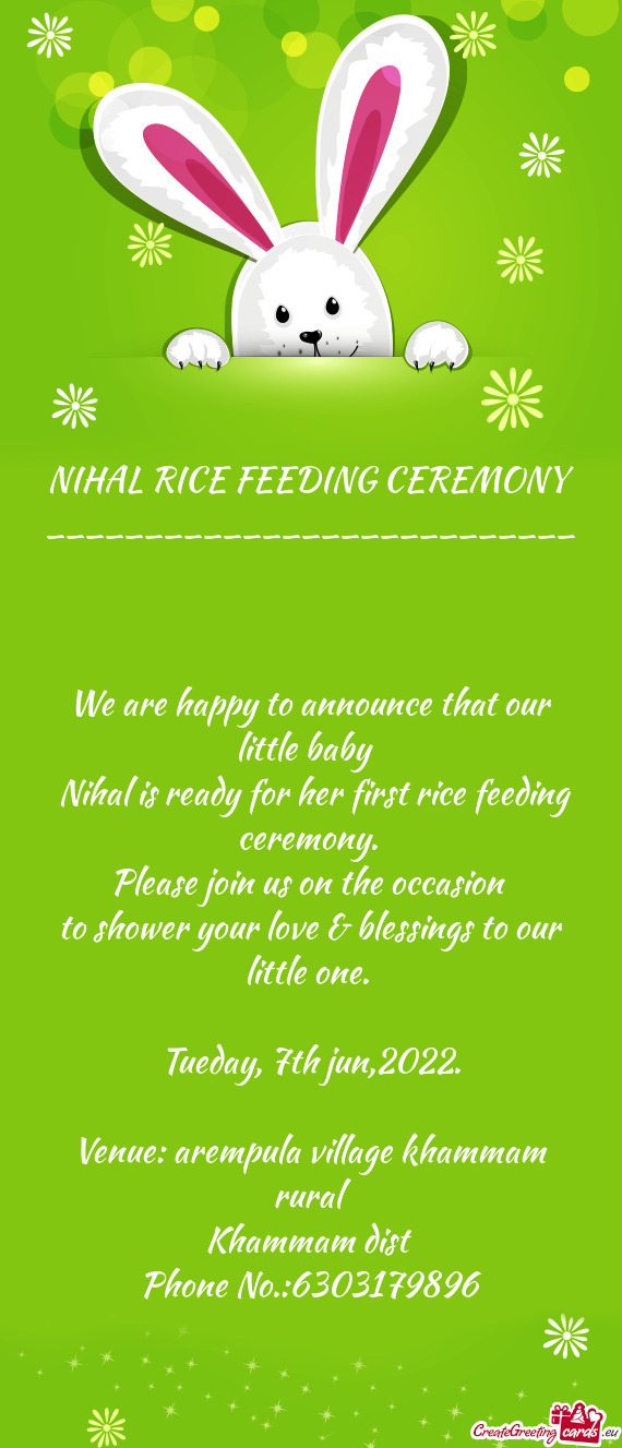Nihal is ready for her first rice feeding ceremony