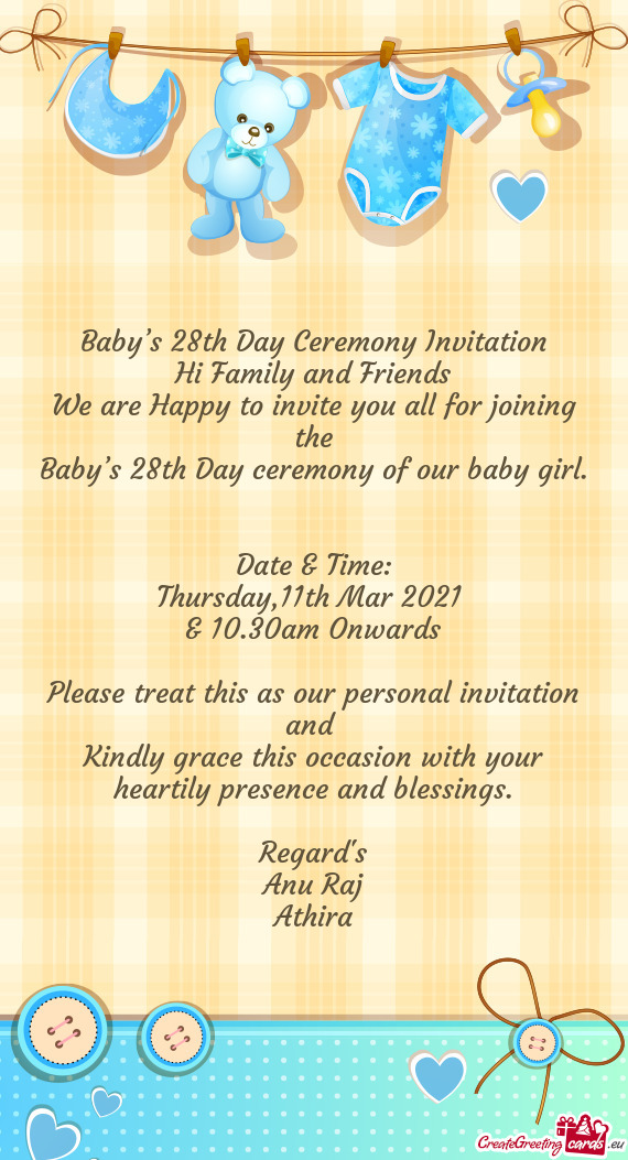 Ning the
 Baby’s 28th Day ceremony of our baby girl