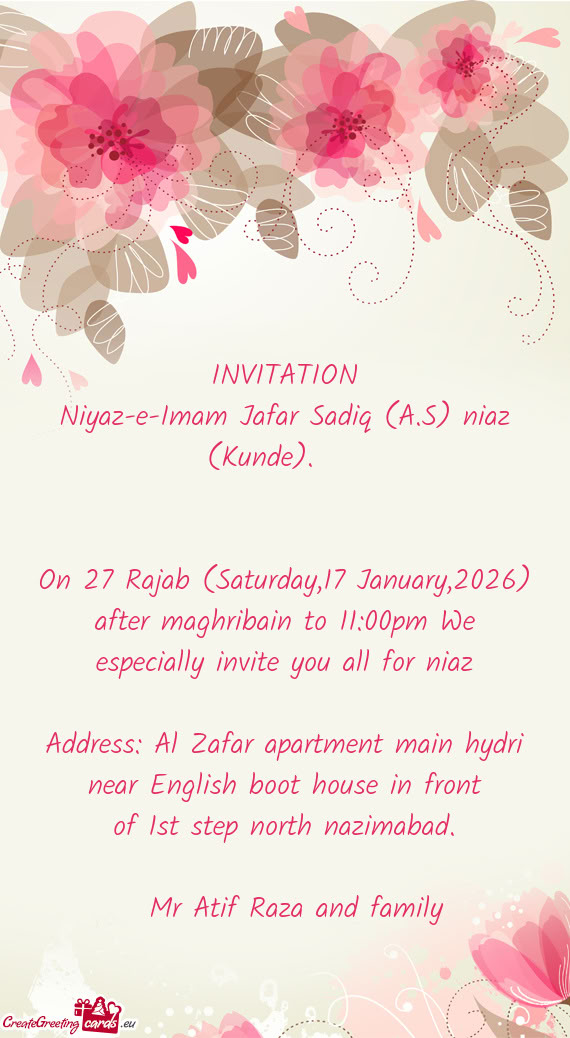 Niyaz-e-Imam Jafar Sadiq (A.S) niaz