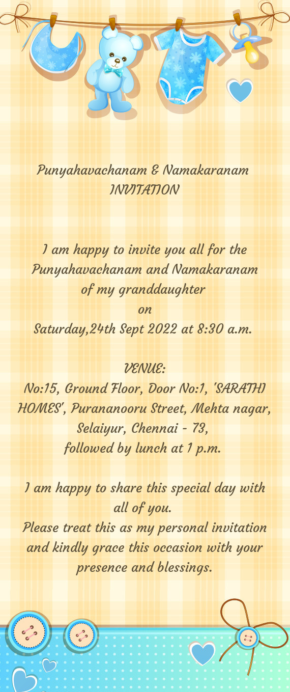No:15, Ground Floor, Door No:1, "SARATHI HOMES", Purananooru Street, Mehta nagar, Selaiyur, Chennai