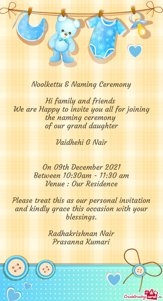Noolkettu & Naming Ceremony