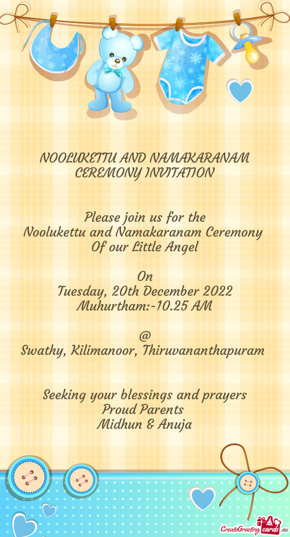 Noolukettu and Namakaranam Ceremony