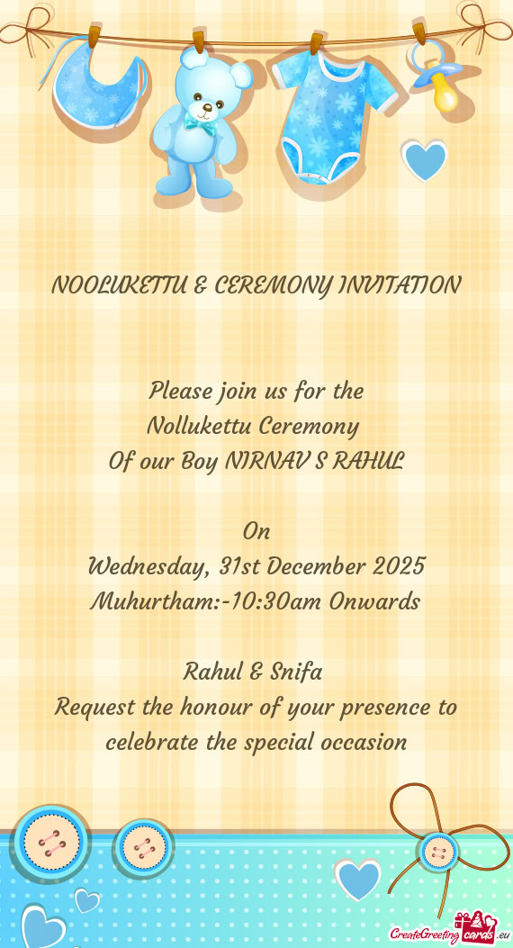 NOOLUKETTU & CEREMONY INVITATION