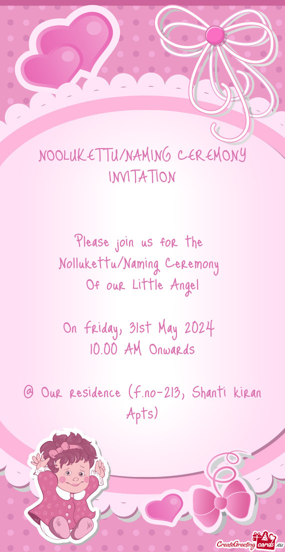 NOOLUKETTU/NAMING CEREMONY INVITATION