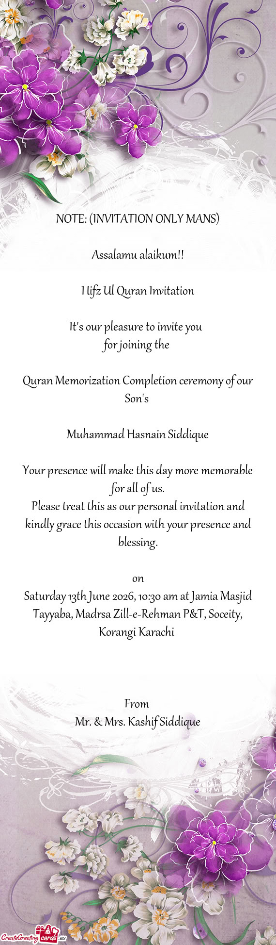 NOTE: (INVITATION ONLY MANS)