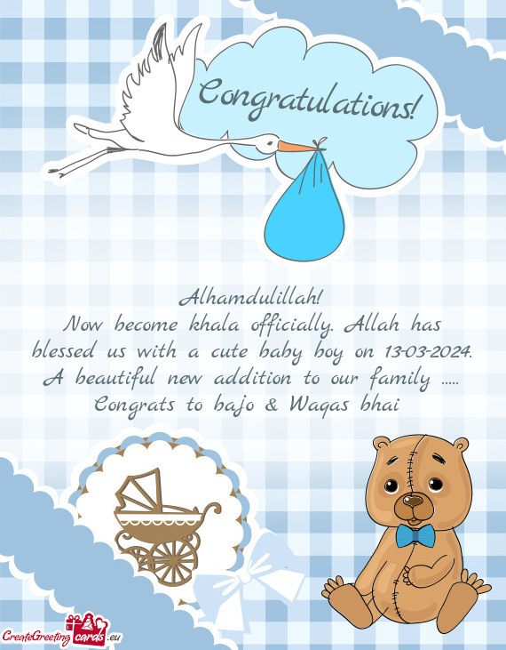 Now become khala officially. Allah has blessed us with a cute baby boy on 13-03-2024. A beautiful ne