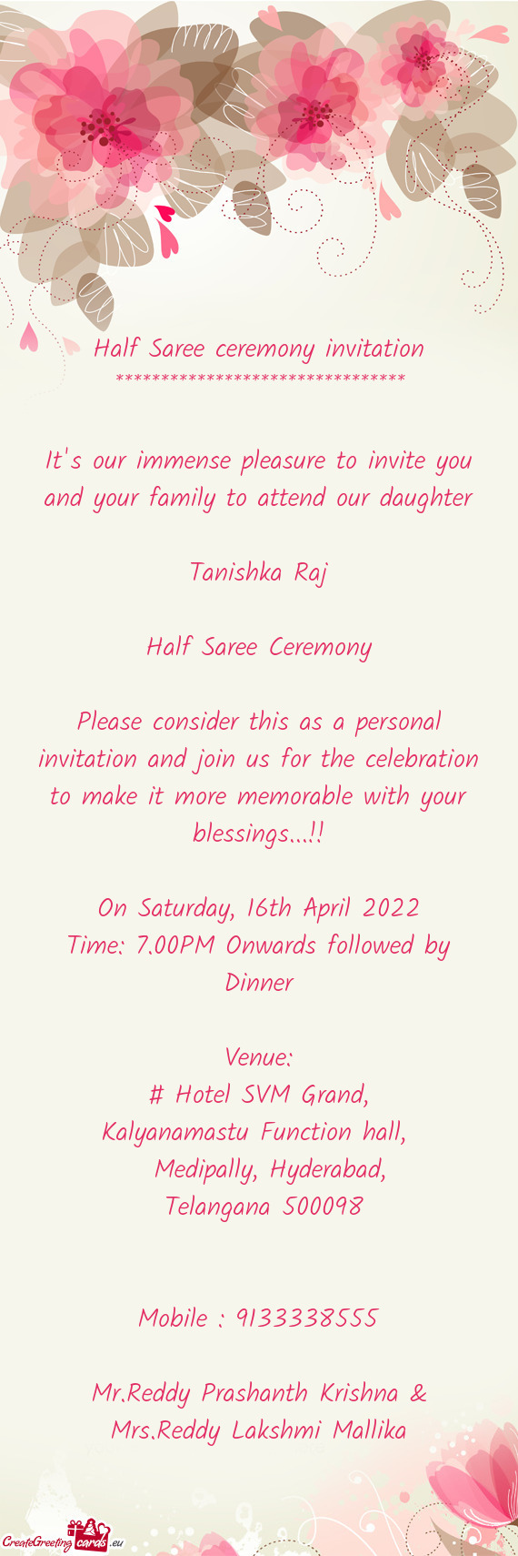 Nsider this as a personal invitation and join us for the celebration to make it more memorable with