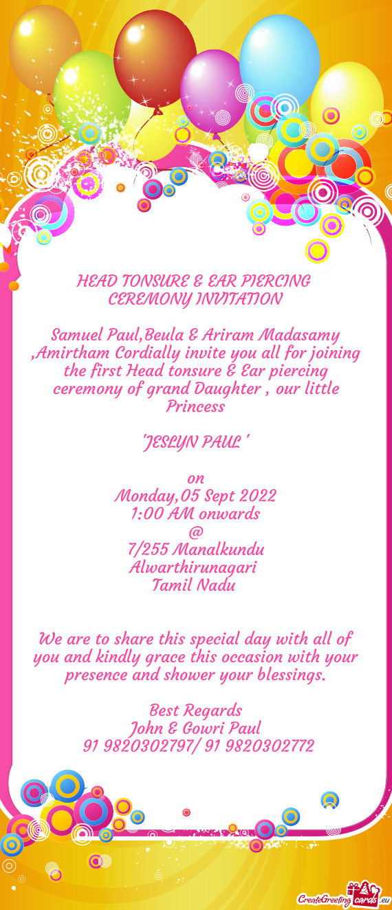 Nsure & Ear piercing ceremony of grand Daughter , our little Princess