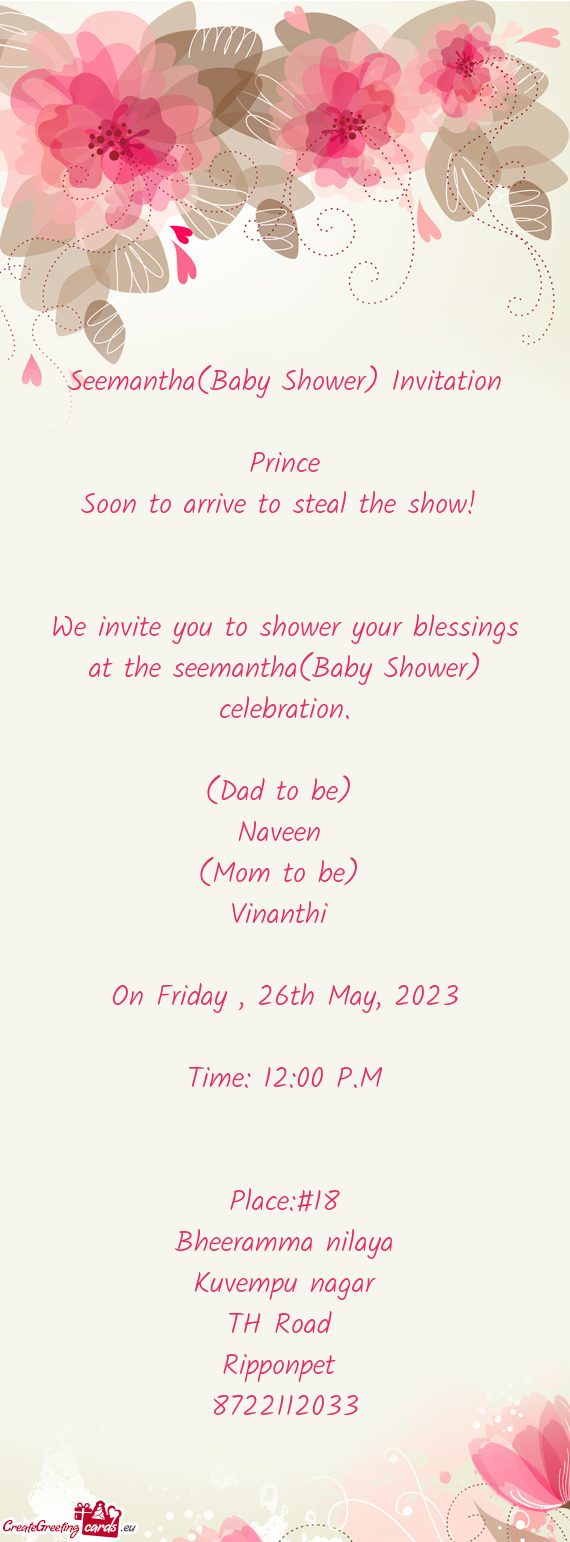O shower your blessings at the seemantha(Baby Shower) celebration