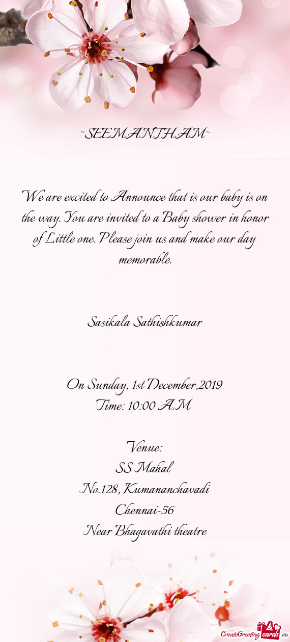 Of Little one. Please join us and make our day memorable