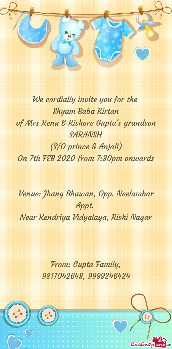 Of Mrs Renu & Kishore Gupta