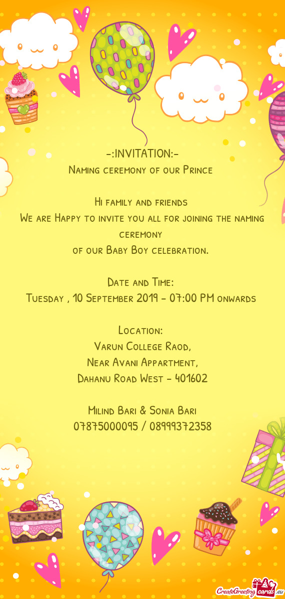Of our Baby Boy celebration