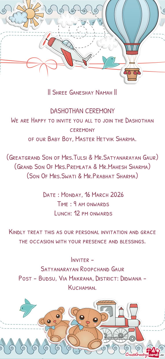 Of our Baby Boy, Master Hetvik Sharma