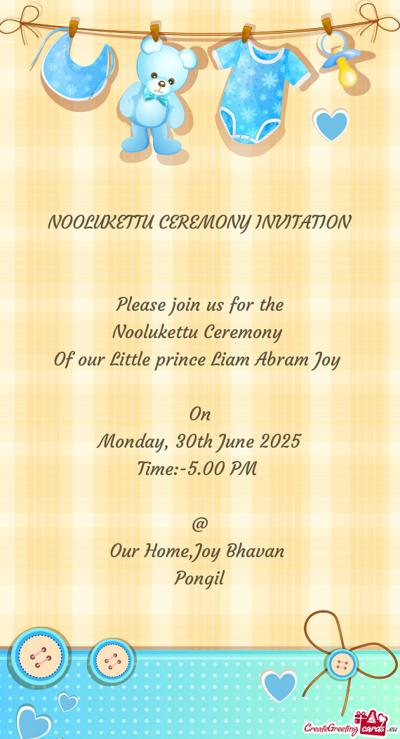 Of our Little prince Liam Abram Joy