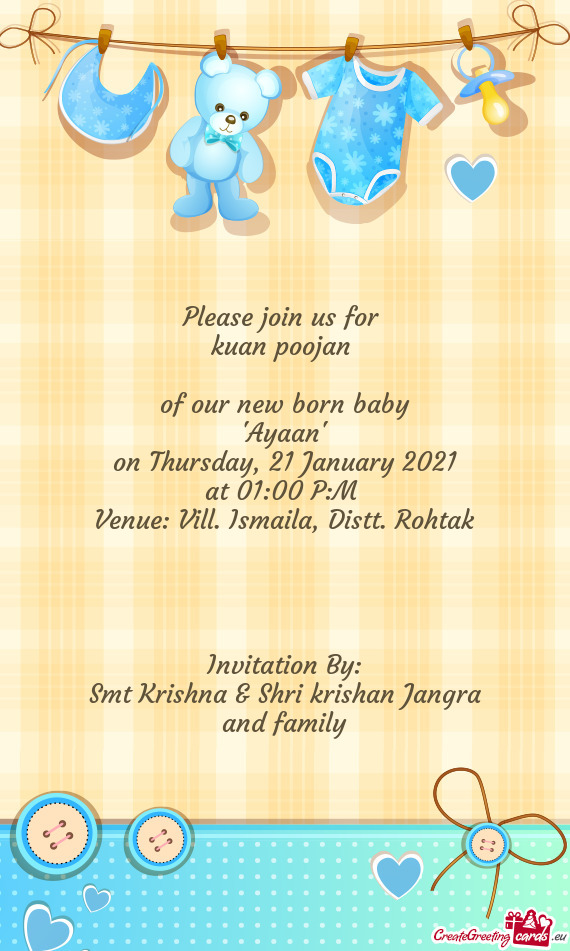 Of our new born baby