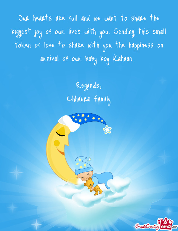Oken of love to share with you the happiness on arrival of our baby boy Kahaan