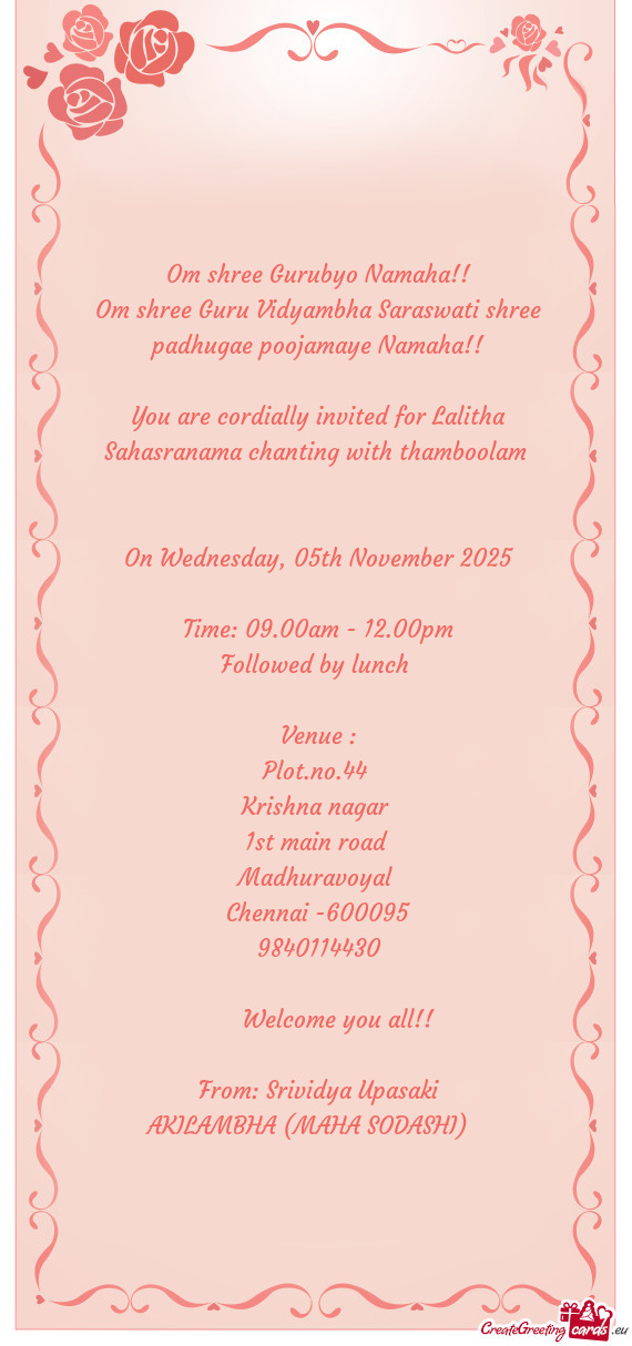 Om shree Gurubyo Namaha