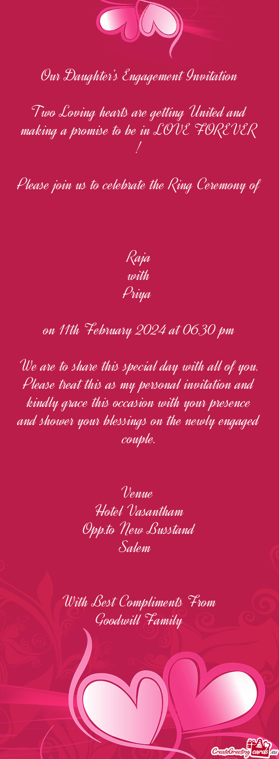 On 11th February 2024 at 06.30 pm