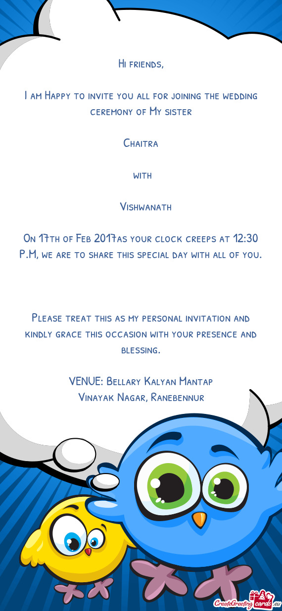 On 17th of Feb 2017as your clock creeps at 12:30 P.M, we are to share this special day with all of y