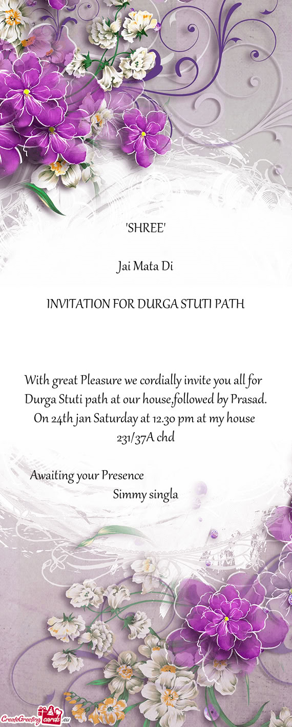 On 24th jan Saturday at 12.30 pm at my house
