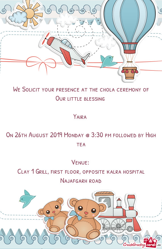On 26th August 2019 Monday @ 3:30 pm followed by High tea