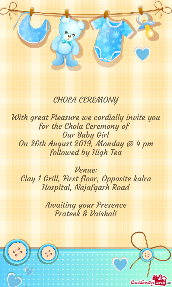 On 26th August 2019, Monday @ 4 pm followed by High Tea