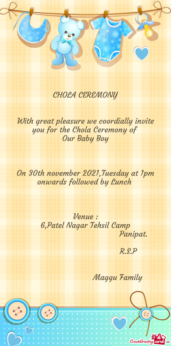On 30th november 2021,Tuesday at 1pm onwards followed by Lunch