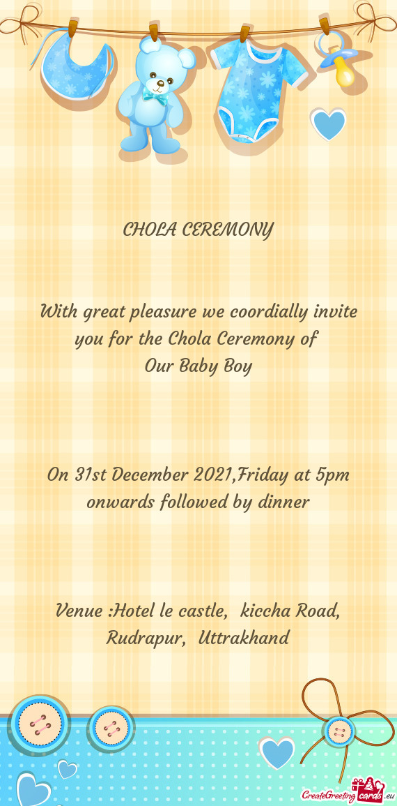 On 31st December 2021,Friday at 5pm onwards followed by dinner