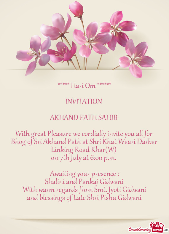 On 7th July at 6:00 p.m