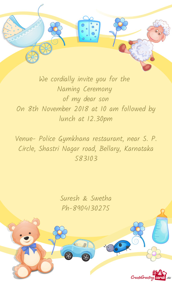 On 8th November 2018 at 10 am followed by lunch at 12.30pm