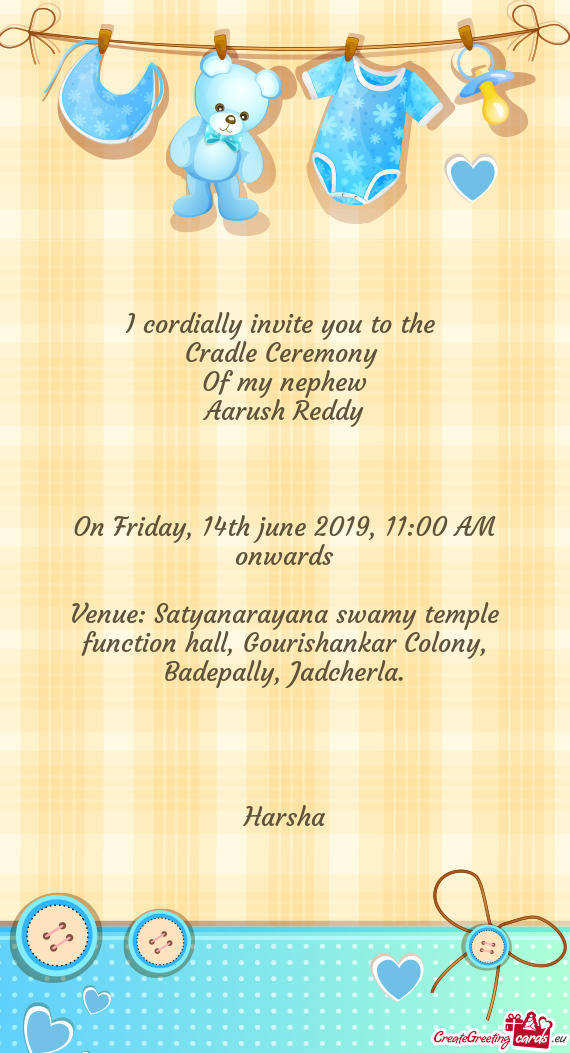 On Friday, 14th june 2019, 11:00 AM onwards