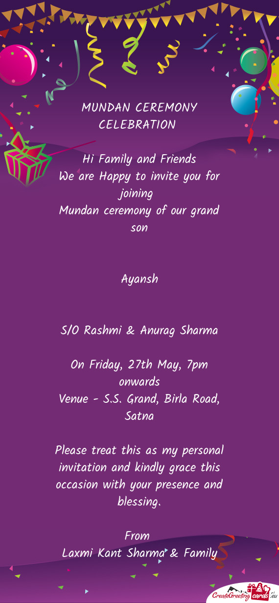 On Friday, 27th May, 7pm onwards