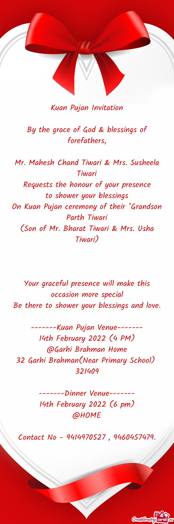 On Kuan Pujan ceremony of their *Grandson Parth Tiwari