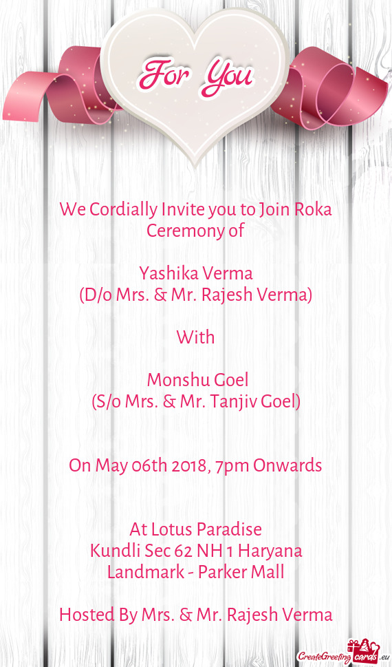 On May 06th 2018, 7pm Onwards