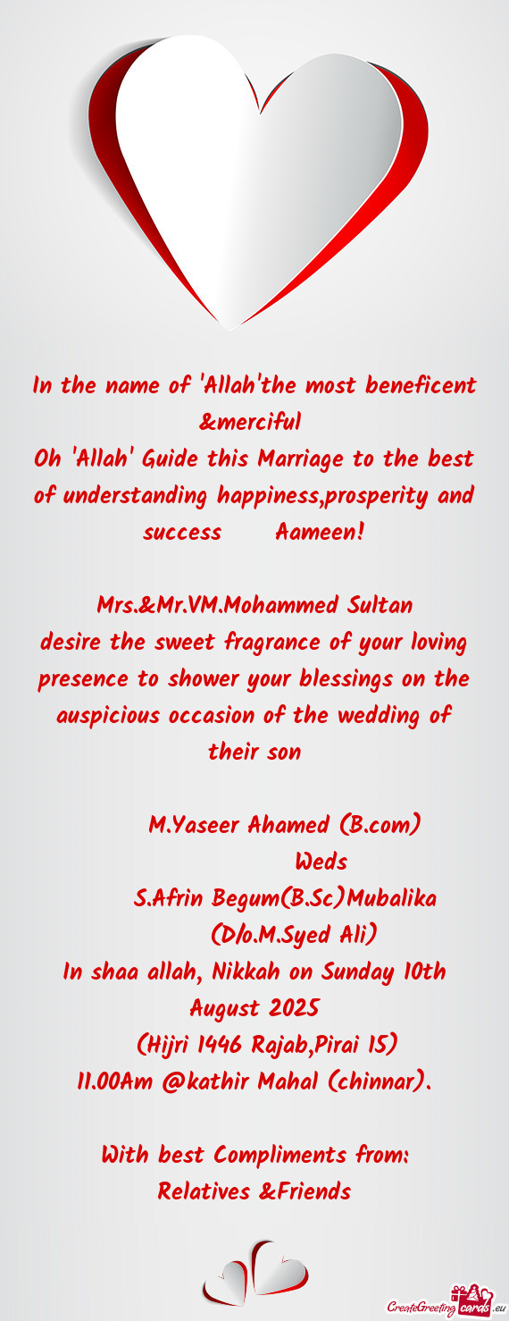 On of the wedding of their son