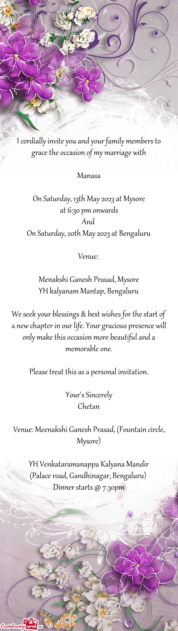 On Saturday, 13th May 2023 at Mysore