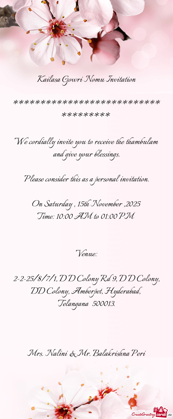 On Saturday , 15th November ,2025