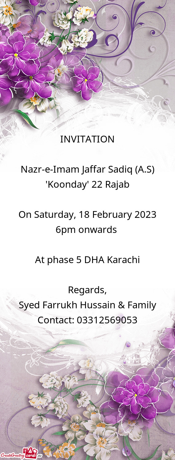 On Saturday, 18 February 2023 6pm onwards