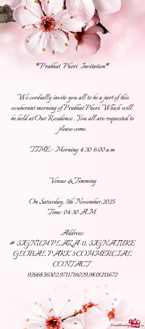 On Saturday, 5th Novembar,2025