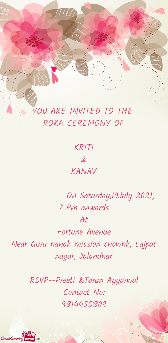 On Saturday,10July 2021, 7 Pm onwards